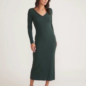 Marine Layer Lexi Long Sleeve V Neck Dress green